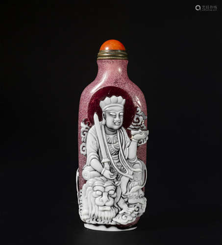 CHINESE PEKING GLASS BUDDHA SNUFF BOTTLE