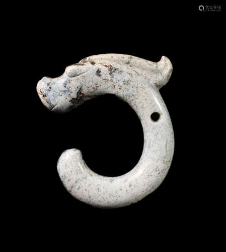 CHINESE ANCIENT JADE CIRCLE DRAGON PENDANT