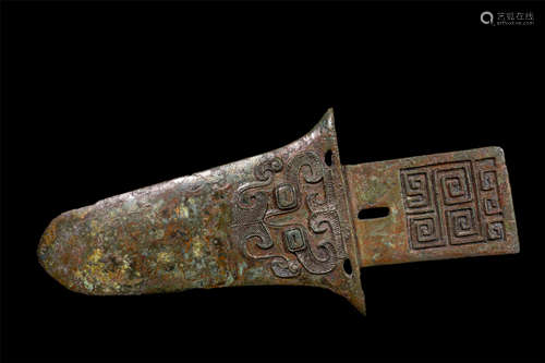 CHINESE ANCIENT BRONZE SPEAR HEAD