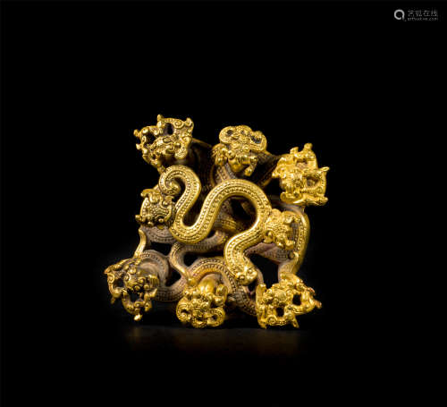 CHINESE PURE GOLD DRAGON BELT HOOK