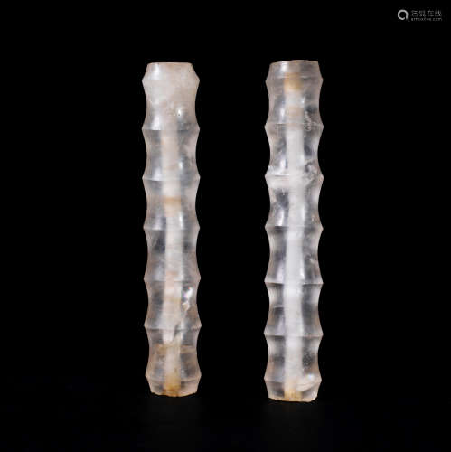 TWO CHINESE ROCK CRYSTAL TUBES