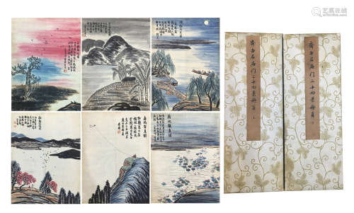 TWEENTY PAGES OF CHINESE ALBUM PAINTING OF LANDSCAPE