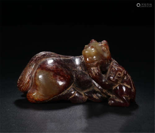 CHNESE ANCIENT JADE HORSE TABLE ITEM