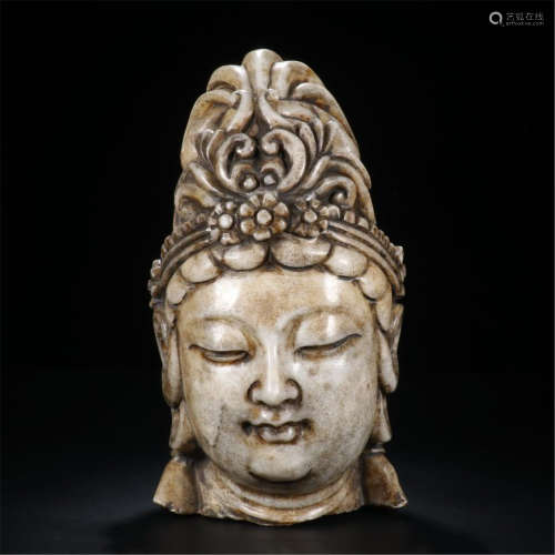 CHINESE ANCIENT JADE GUANYIN HEAD