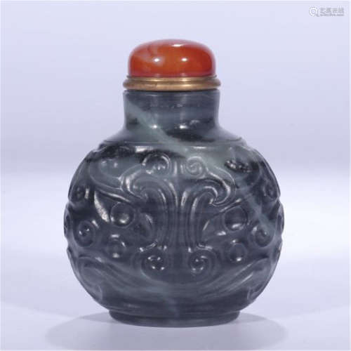 CHINESE BLACK AGATE SNUFF BOTTLE