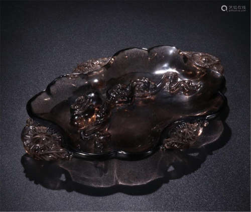 CHINESE TEA ROCK CRYSTAL PLATE