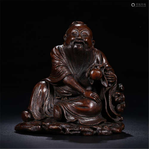 CHINESE BAMBOO SEATED MAN TABLE ITEM