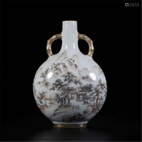 CHINESE PORCELAIN INK PAINTED MOONFLASK
