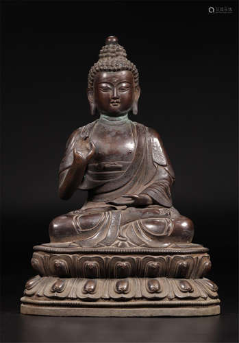 CHINESE BRONZE SEATED SAKAYMUNI