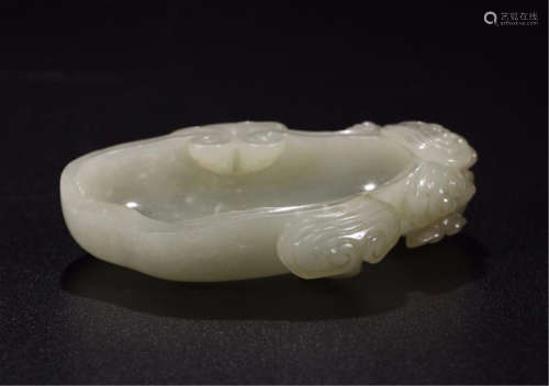 CHINESE WHHITE JADE LINGCHI BRUSH WASHER