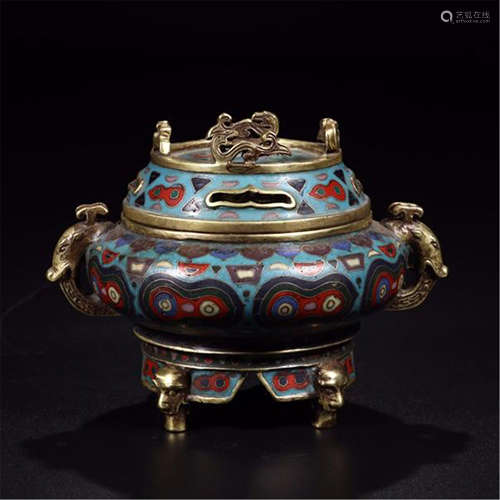 CHINESE CLOISONNE DRAGON LIDDED JAR