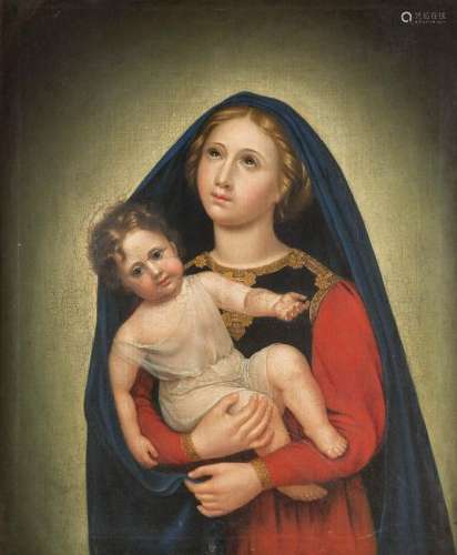 NAZAREN SCHOOL Mid 19th C. Mary with child Oil on