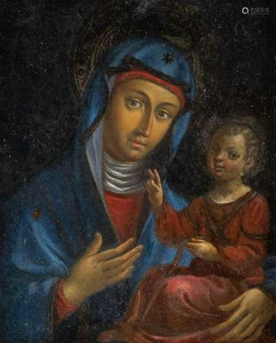 ITALIAN SCHOOL c. 1800 Mary with child Oil on copper