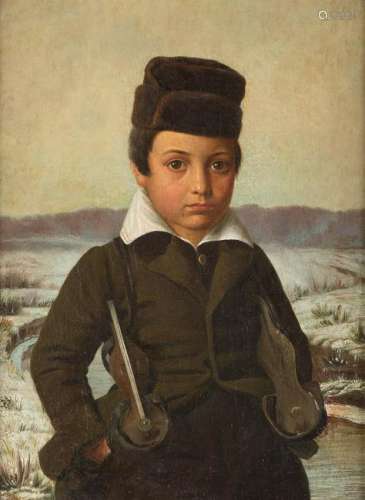 GERMAN SCHOOL 1st half 19th C. Young ice skater Oil on