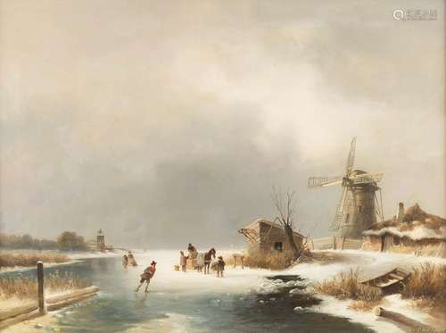 THALBACH Act. 2nd half 19th C. Winter pleasures Oil on