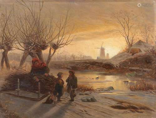 DUTCH/FLEMISH SCHOOL c. 1900 Wood collectors in winter