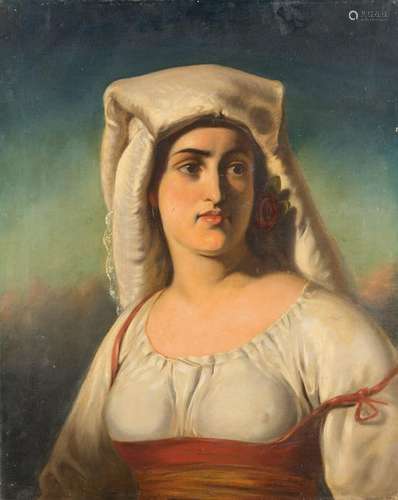 ED. PETZ active c. 1858 Portrait of an Italian beauty