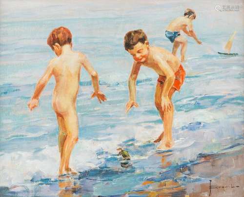 ANGELO BROMBO 1893 Chioggia - 1962 Venice Kids playing