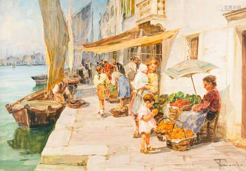 ANGELO BROMBO 1893 Chioggia - 1962 Venice Market day in