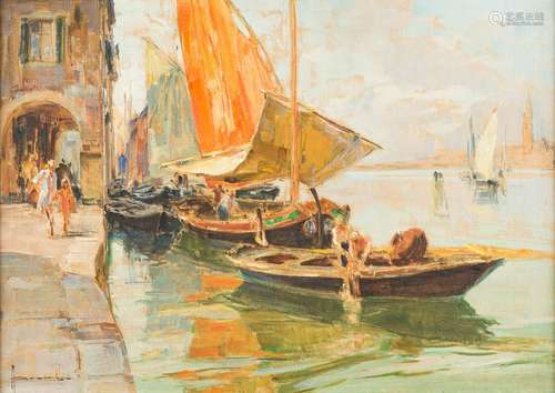 ANGELO BROMBO 1893 Chioggia - 1962 Venice Ships in