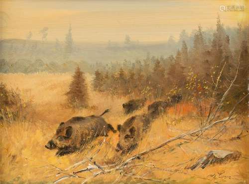 WILLI LORENZ 1901 Cologne - 1981 Ibid. Escaping boars