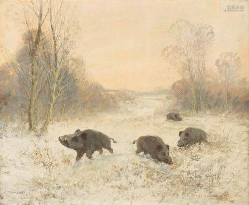 HEIDENDAHL Act. 1st. half 20th C. Wild boars in