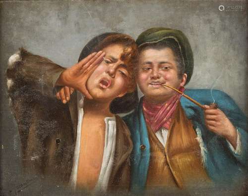 FILIPO MARANTONIO Act. c. 1900 Two boys Oil on canvas