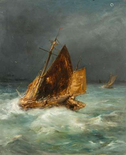 DUTCH/FLEMISH SCHOOL c. 1900 Boat on stormy sea Oil on