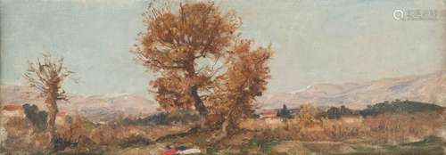 FRENCH SCHOOL 2nd half 19th C. Study of a landscape Oil