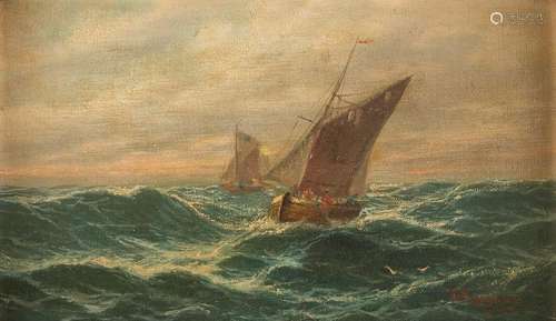 C. HEIMER Act. 2nd half 19th C. Sailing boats on high