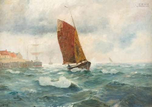 ANDREAS DIRKS 1866 Sylt - 1922 Duesseldorf Ships by a