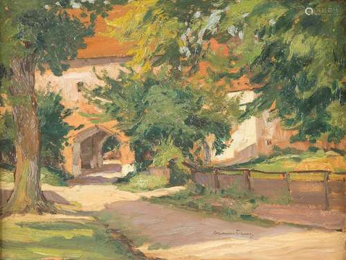 WILHELM TRAMP 1881 - 1940 Duesseldorf Village view in