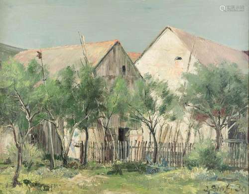 JOSEF STEIB 1898 Munich - 1957 Cochem Farmer`s backyard