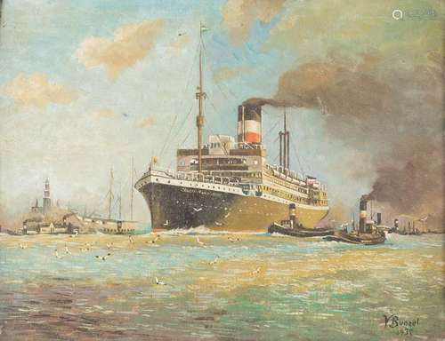 V. BUNZEL Act. c. 1932 Set of paintings. Steamer