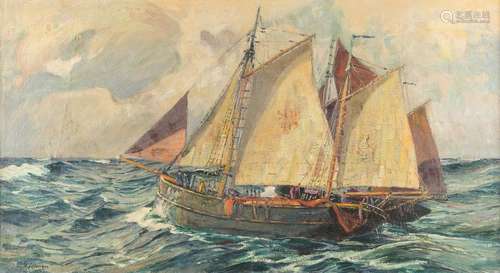 EDUARD SCHLOEMANN 1888 Duesseldorf - 1940 Two sailing