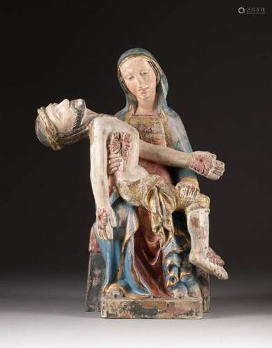 PIETA Wohl deutsch, 18./ 19. Jh. Holz, geschnitzt,