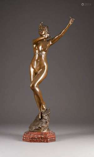 PAUL AICHELE 1859 Markdorf - 1920 Berlin Diana Bronze,