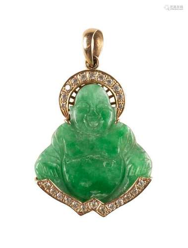 BUDDHA-ANHÄNGER China, 20. Jh. Jade, Gold