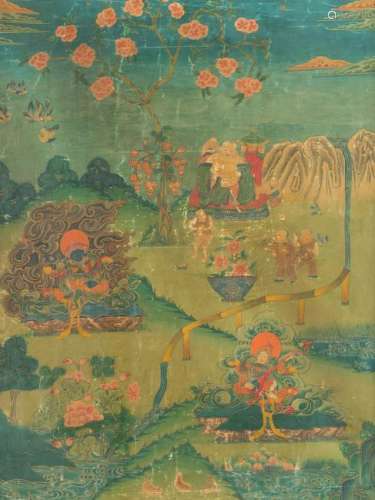 MALEREI: BUDDHISTISCHE GOTTHEITEN Wohl Tibet, 19. Jh.