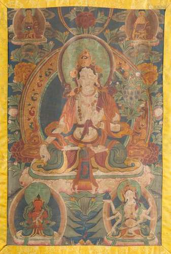 THANGKA: WEIßE TARA Mongolei, 19. Jh. Polychrome