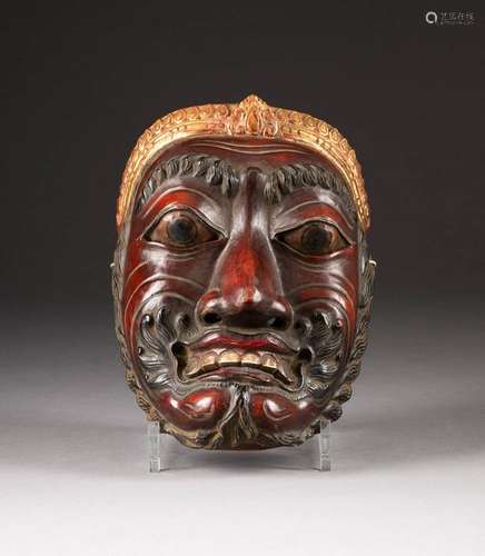 MASKE MIT GESICHTSAUSDRUCK Japan, 19. Jh. Holz,