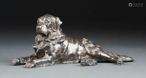 FIGUR EINES HUNDES Krefeld, Kayserzinn, um 1900 Zinn,