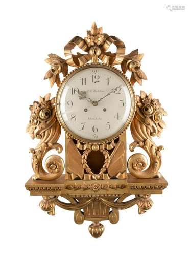 GROSSE WANDUHR Schweden, Stockholm, 19. Jh. Holz,