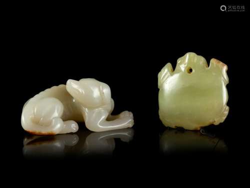 Two Jade Carvings of Animals Widest: width 2 3/8 in., 6