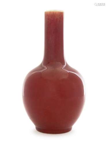 A Sang-de-Boeuf Glazed Porcelain Bottle Vase Height 9