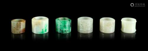Six Jade and Jadeite Archer's Rings Largest overall: