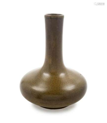 A Teadust Glazed Porcelain Bottle Vase Height 7 in., 18