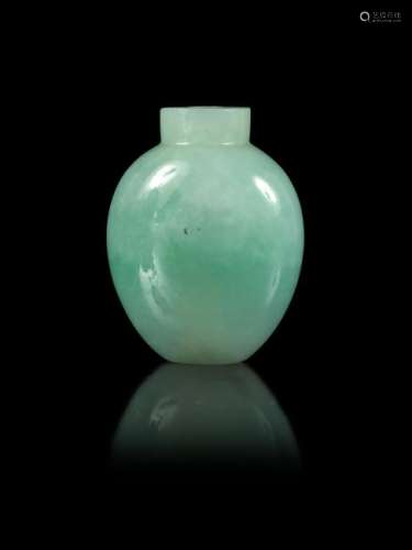 An Apple Green and Celadon Jadeite Snuff Bottle Height