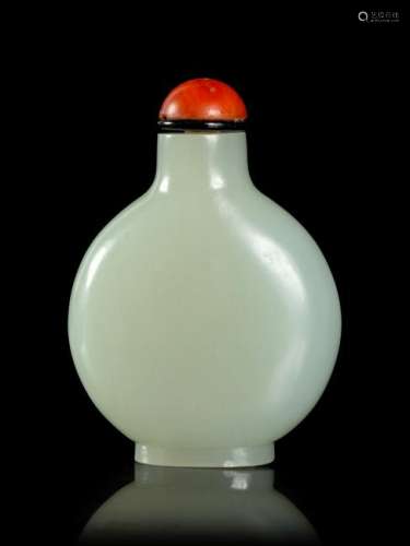A White Jade Snuff Bottle Height 2 1/8 in., 5 cm.