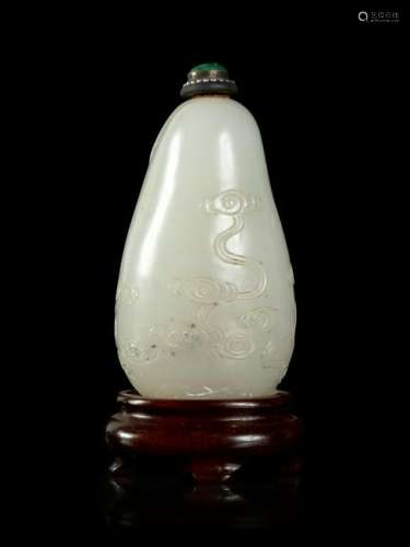 A White Jade Snuff Bottle Height 2 1.2 in., 6 cm.